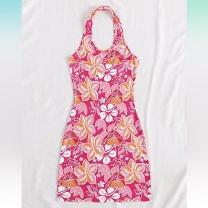 Hawaiian Floral Halter Dress